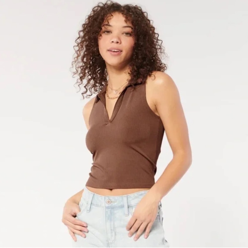 Hollister Seamless Sleeveless Polo in Brown Women’s XS